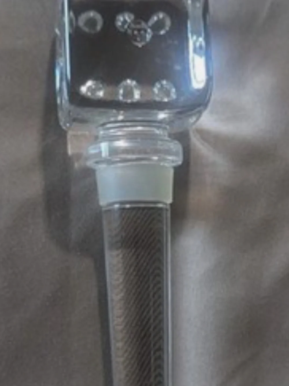VINTAGE Clear Glass Bottle Stopper with Dice Cube Top